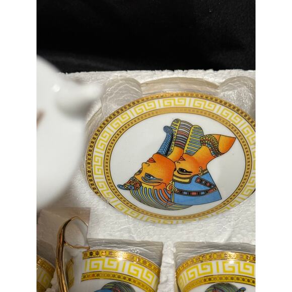 Fine Porcelain - Egyptian Themed - Cups & Saucers - 12 Pieces - Picture 7 of 8
